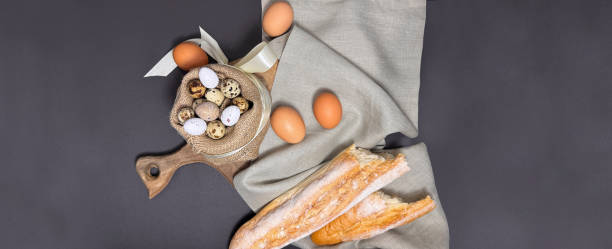 Assortment of pastel Easter chicken and quail eggs.