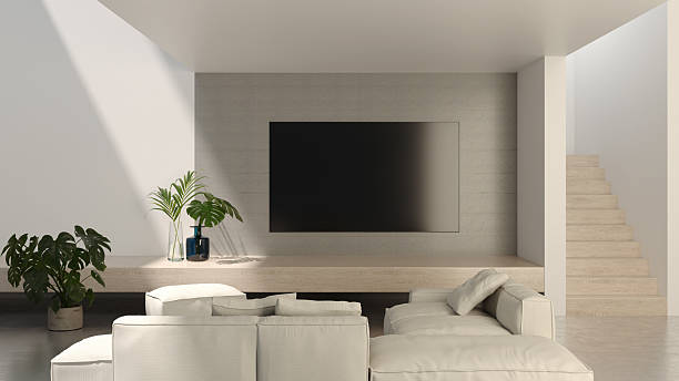 istock Large luxury modern bright interiors Living room mockup illustration 3D rendering image 2204797784