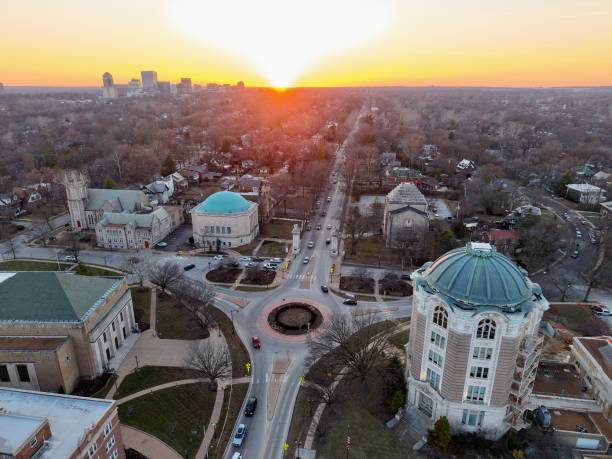 istock Sun on the horizon over the city 2204802527