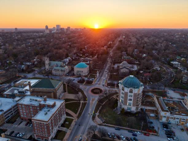istock Sun on the horizon over the city 2204802534