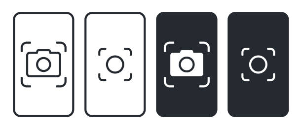 tangkapan layar pada ikon smartphone. vektor ilustrasi - kode-qr-foto ilustrasi stok