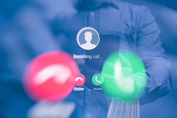 istock Incoming call on smartphone screen. Concept with blur and double exposure. 2204806492