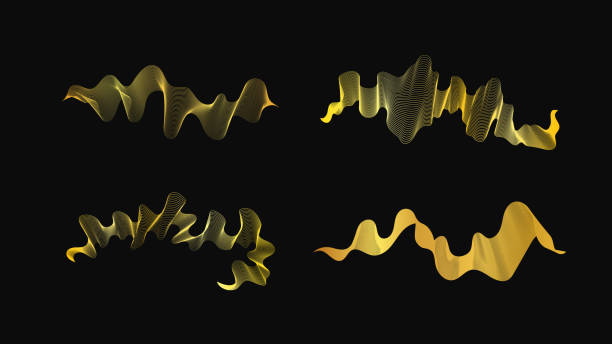 istock Set of abstract backdrops with luxury golden waves 2204807425