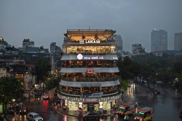hanoi, vietnam, 19 October 2022, colorful local residential housing balcony