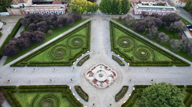 istock Aerial view of a symmetrical Baroque garden with geometric patterns 2204824257