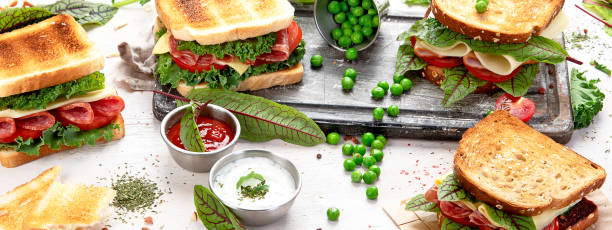 istock Assortment of club sandwiches. 2204827145
