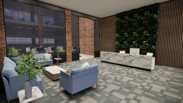 istock 3D image of a environmentally friendly office space.3D image of an environmentally friendly coworking office space 2204834676
