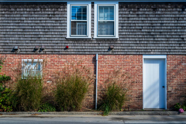 Shingles on the family home facade, Classic Cape Cod Architecture Nantucket Island