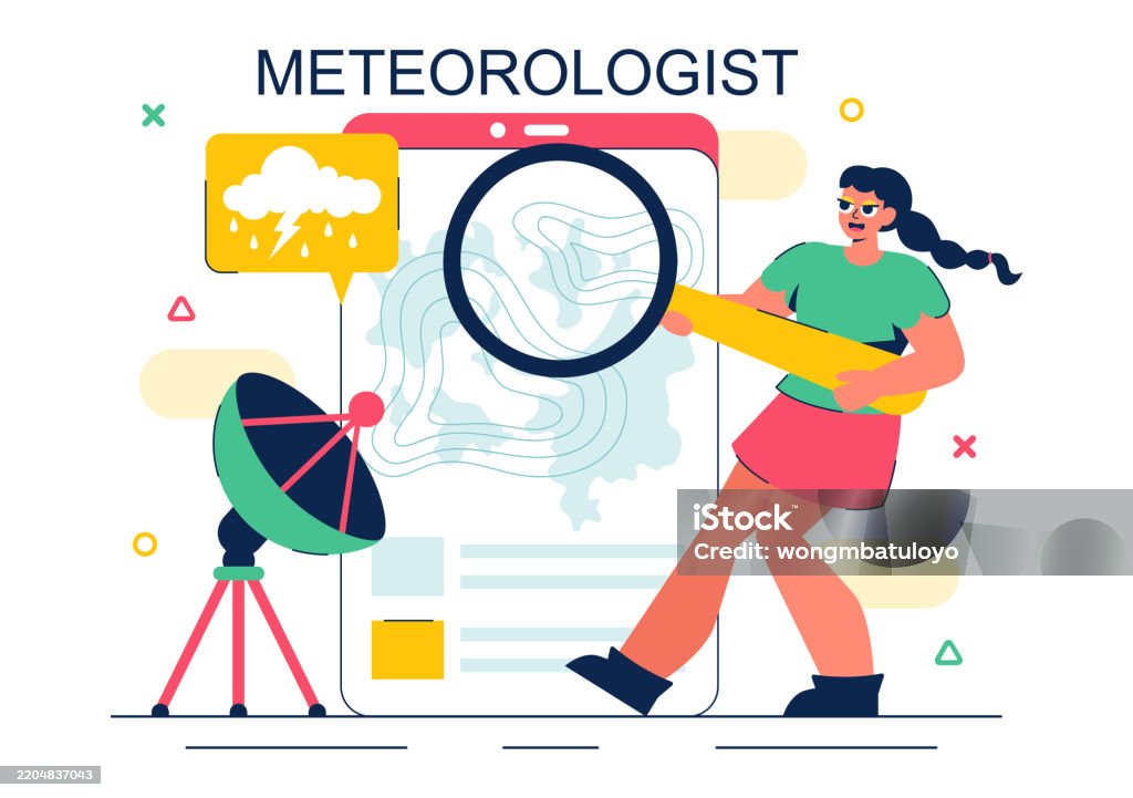 Weather Analysis Vector Meteorologist Vector Illustration Featuring A Weather Forecaster ...