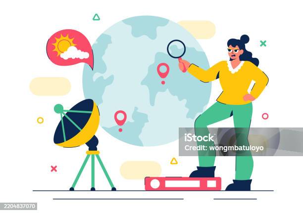 Weather Analysis Vector Meteorologist Vector Illustration Featuring A Weather Forecaster ...