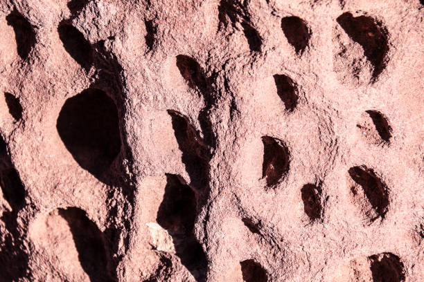 Eroded rock background on rodeno red stone mountain in Peracense town, Teruel, Aragon, Spain