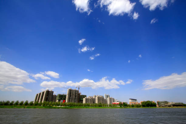 Beautiful city scenery, rivers and buildings, closeup of photo