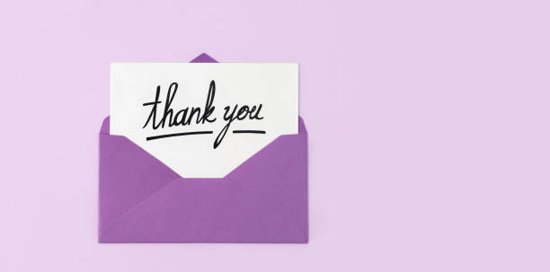 istock Thank You Message with Purple Envelope 2204854121