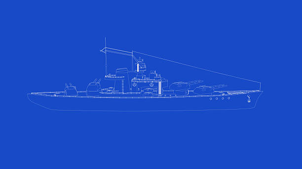 istock 3d rendering of a WW2 battleship blueprint 2204854696