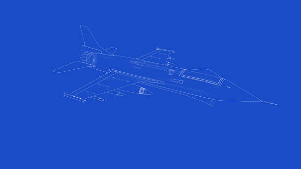 istock 3d rendering of a fighter jet blueprint 2204854697