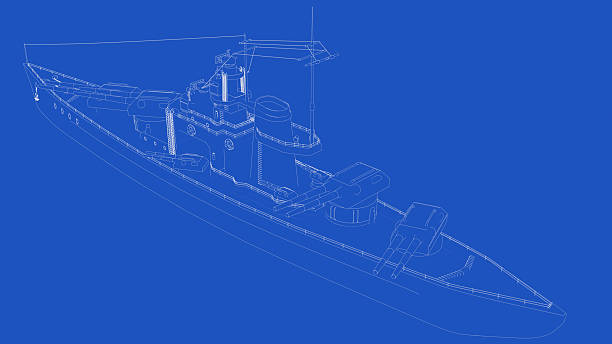 istock 3d rendering of a WW2 battleship blueprint 2204854760