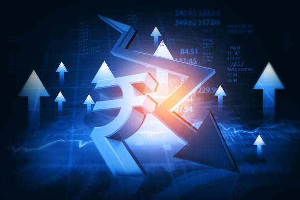 istock Indian rupee symbol with downward arrow graph 2204864023