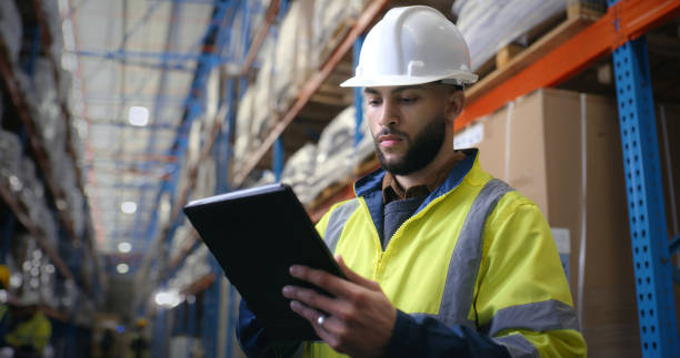 istock Logistics, man and manager in warehouse with tablet, coordination and distribution. Quality control, inspection and checklist in storage facility with delivery, export or shipping in supply chain 2204864030