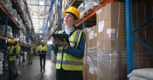 istock Quality control, thinking and woman in warehouse with tablet, coordination and distribution. Logistics, manager and checklist in storage facility with delivery, export or shipping in supply chain 2204864034