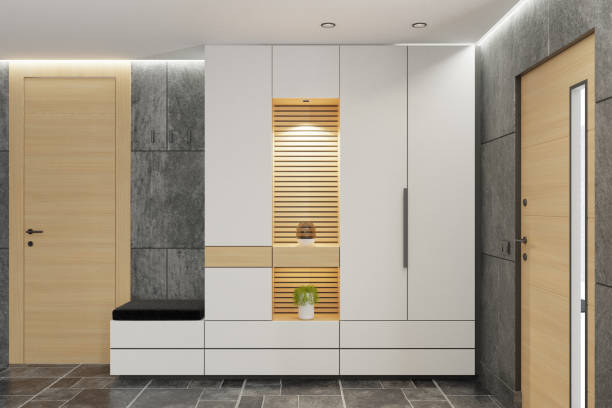 istock Modern Rustic Luxury Entrance with Natural Materials 2204869628