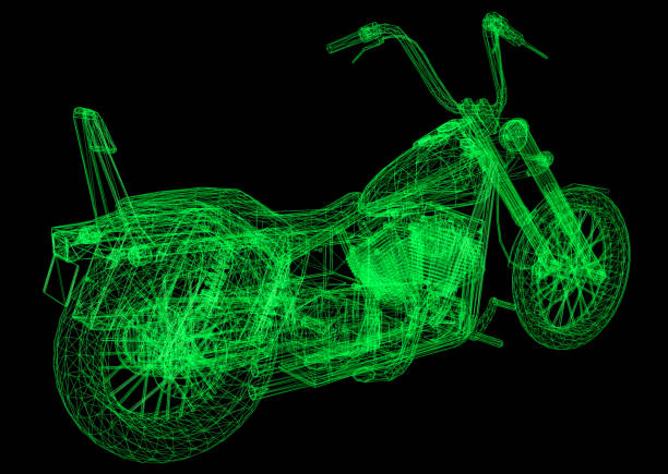 istock 3D View of Custom Motorcycle Model 2204874436