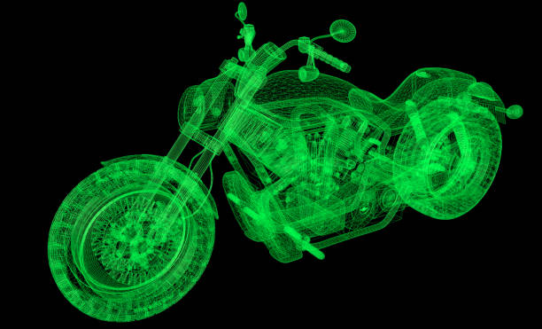 istock 3D View of Classic Style Motorcycle Model 2204874462