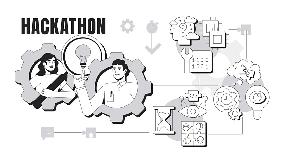 Hackathon Day Visualization Hackathon Banner Conceptual Illustration Stock Illustration - Download ...