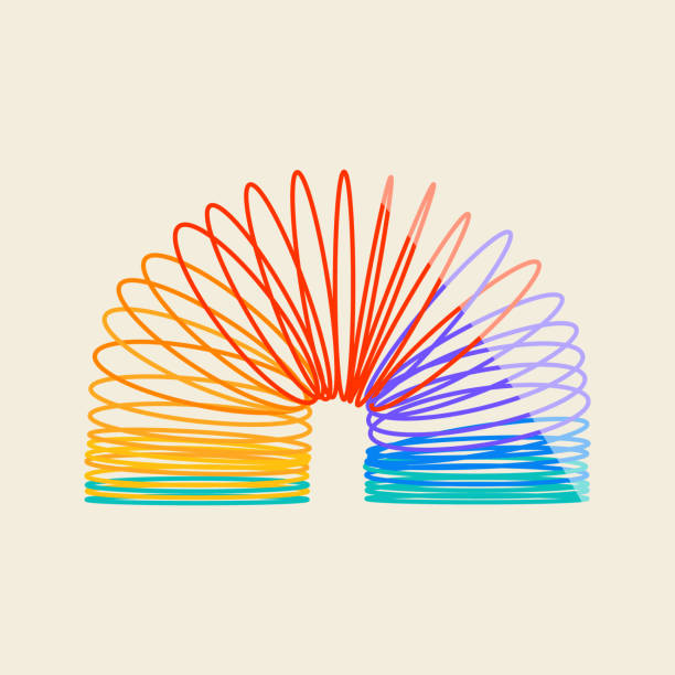 duhová spirálová pružinová hračka. - flexibilita pojem stock ilustrace