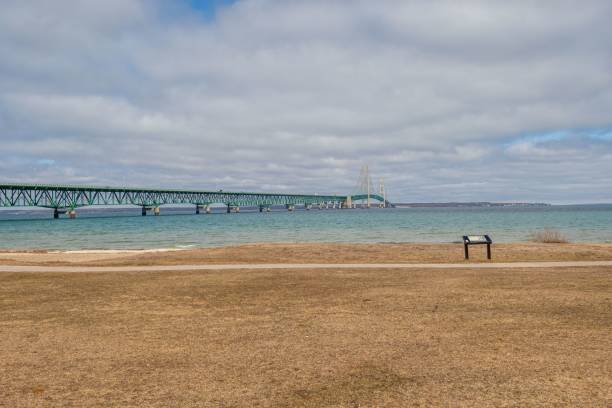 istock Mackinac Bridge over Straits of Mackinac 2204879003