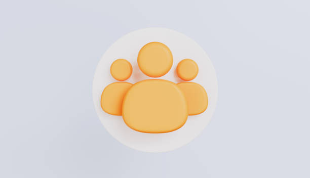 istock Abstract 3D Render of Three Orange People Icons on White Circle Teamwork Concept 2204879037
