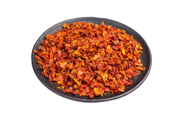 istock Sun Dried Tomato Flakes Isolated on White background. top view 2204879105
