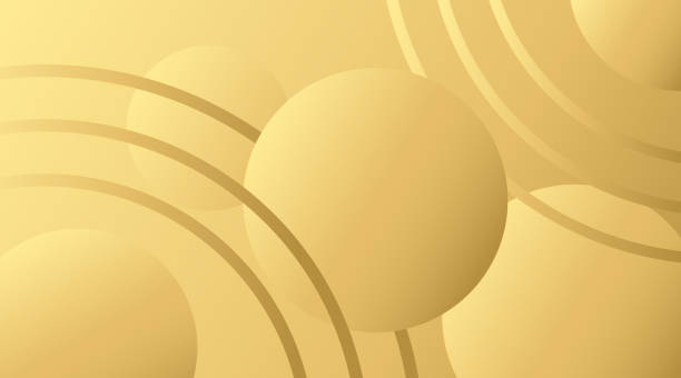 istock Gold background with bright golden round shapes or circles and abstract lines 2204881906