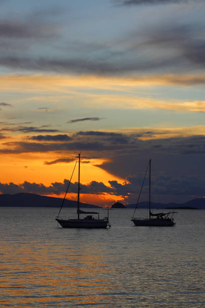 Beautiful sunset or sunrise in the island of Hawaii by the ocean with bright colors