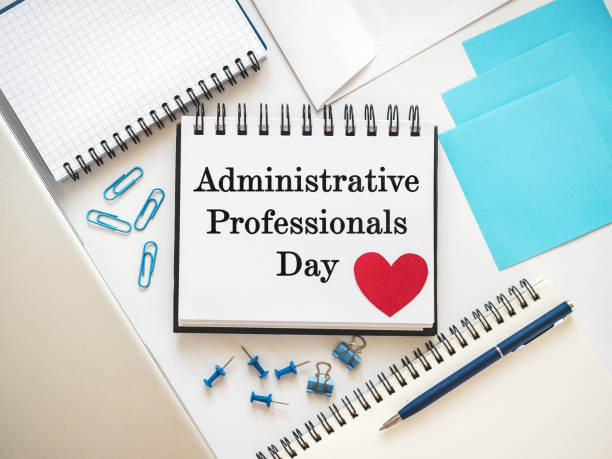 istock Happy Administrative Professionals Day. Notepad with congratulatory inscriptions 2204882794