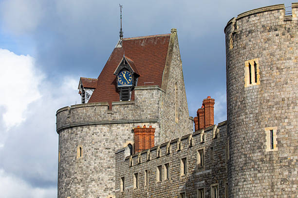 Windsor, UK - October 21st 2023: The Curfew Tower of the historic Windsor Castle in Berkshire, UK.