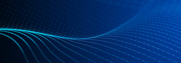 istock Sci-fi background. Digital landscape with dots and lines. Cyberspace grid. Background concept for your design. 3d 2204889467