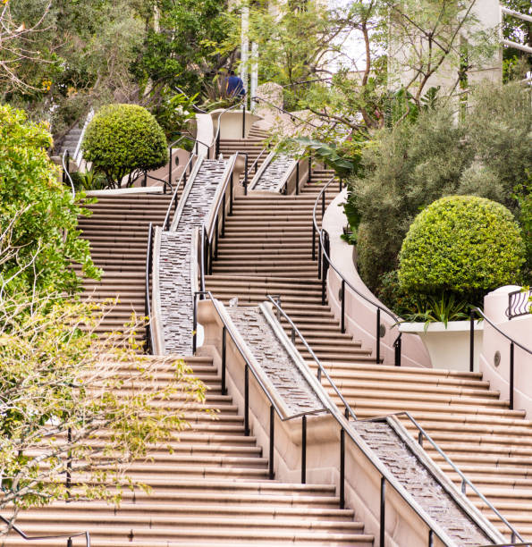 istock Bunker Hill steps ascending up from Central Library towards Hope Street from 5th Ave., Los Angeles. 2204894180