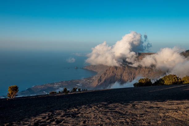 Photography of El Golfo valley from the top of the mountains in El Hierro.