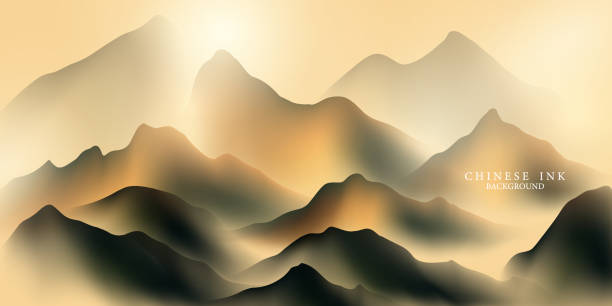 istock Modern design vector illustration of beautiful Chinese ink landscape painting. 2204898004