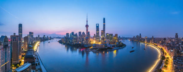istock Shanghai cityscape skyline and Huangpu River at twilight 2204899078