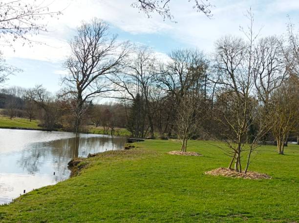 istock Park and lake in the Parisian suburbs 2204900165