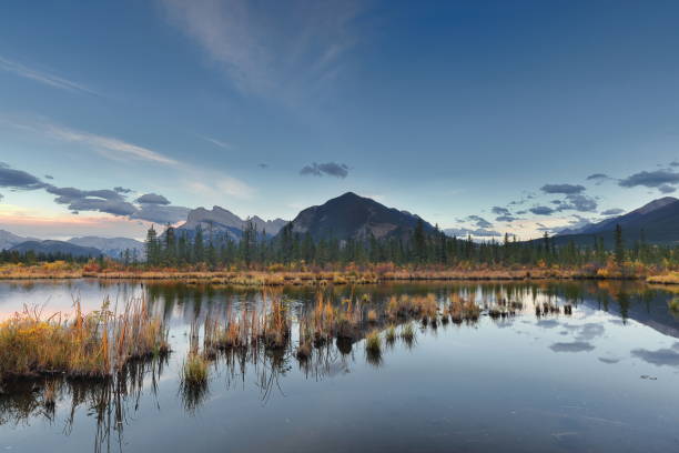istock Sunset on Sundance Range, Sulphur Mountain-Sanson's Peak, Rundle Massif, Fairholme Range, seen from across Vermilion Lake 3. Banff-Alberta -Canada-A10 2204904301