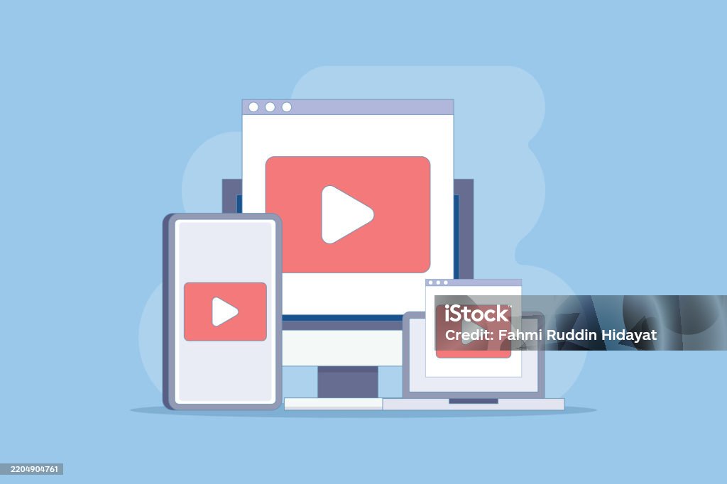 Vlog Streaming Live Video Streaming Concept Vlog Broadcasting Playing Online Video ...
