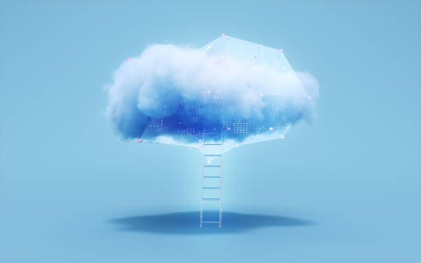 istock Futuristic Innovation Digital Staircase to Digital Cloud System, The Road to Success 2204904813
