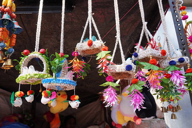 Artificial handcrafted bird nest hangings often used for decorative purposes