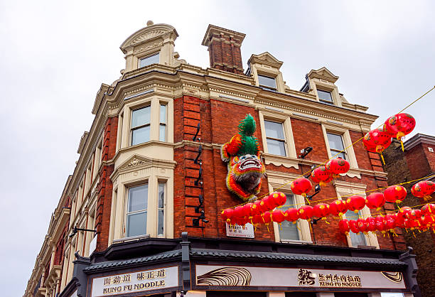 London, UK - 02 May 2024: Chinatown decorations in London