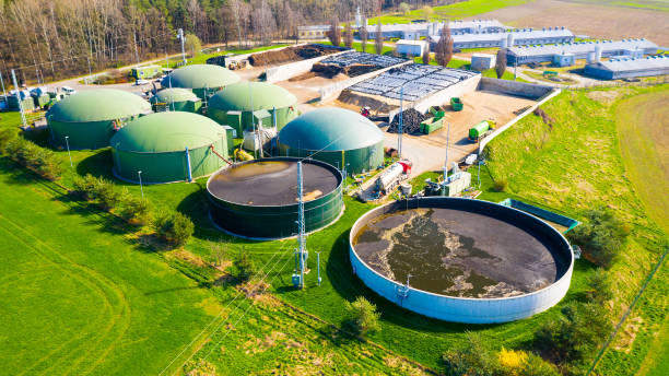 istock Biogas plant in agricultural landscape 2204915156
