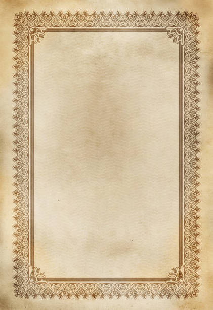 istock Bad condition grunge paper background with decorative vintage frame. 2204922256
