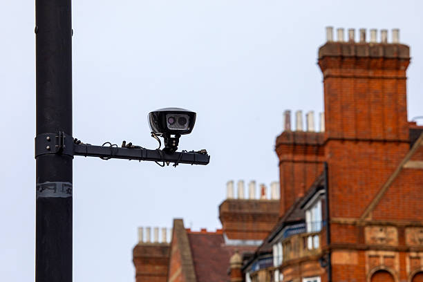 Close-up of a London Congestion Charge Zone camera.