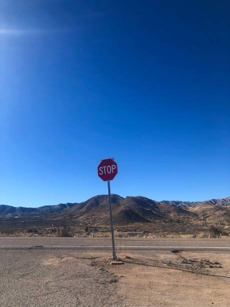 istock Stop sign standing on Route 66 in Arizona desert landscape 2204934721